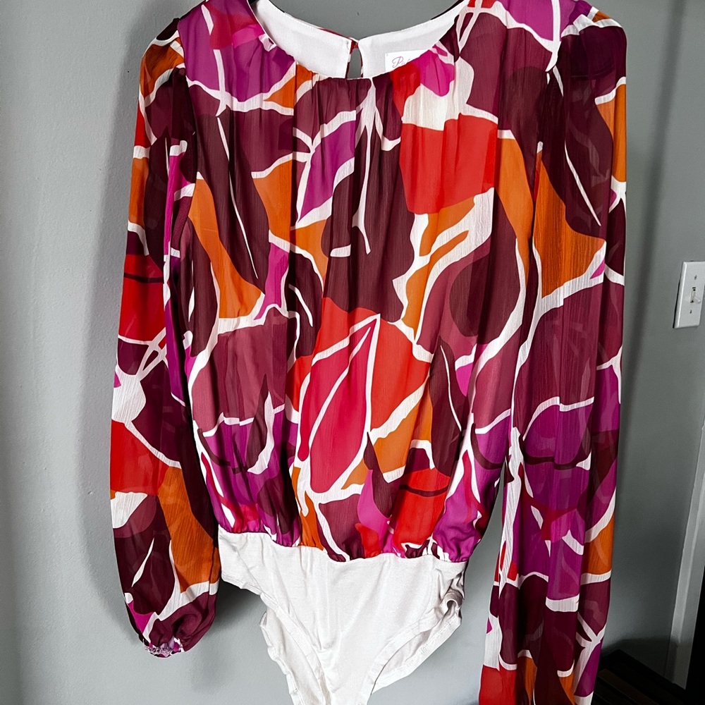 NWOT Pink Lily Blouse Bodysuit Size S